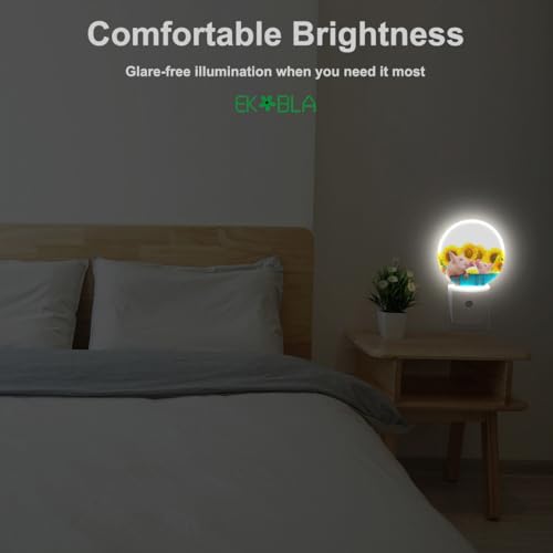 Image of EKOBLA Piggy Night Light, Cute Pink Farm Animal Night Lights Plug Into Wall with Auto On /Off for Home Decor and Kids Gifts