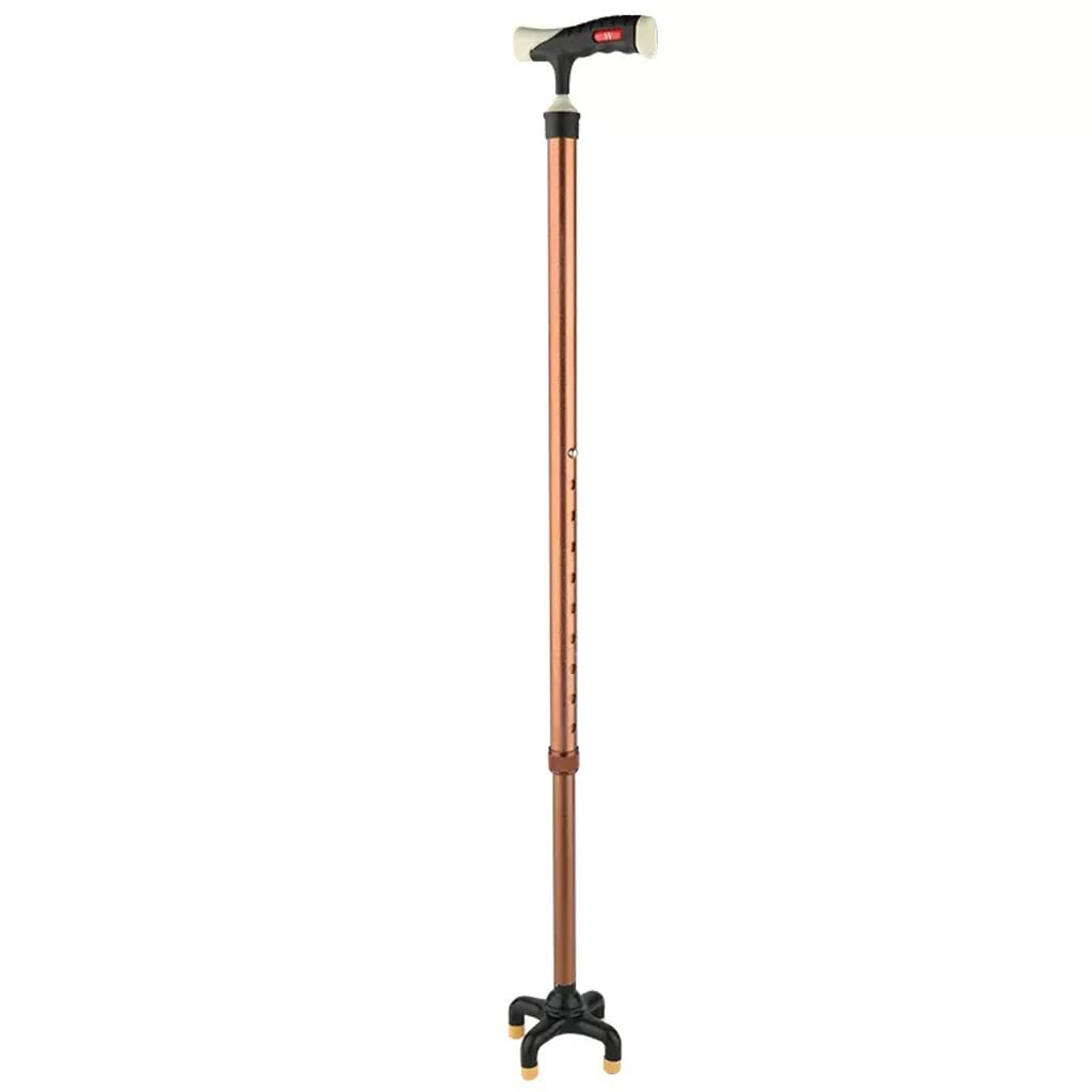 GCX- Muletas de aleación de Aluminio for Ancianos con Cuatro Patas y bastón Ligero Antideslizante Bastón cuadrangular telescópico for Ancianos Firma (Color : Brown)