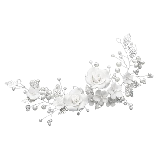 Flessibile e Modellabile per Diverse Acconciature da Cerimonia: La struttura della vite Fiore Sposa Matrimonio Capelli Vite è flessibile e può essere piegata per adattarsi a ogni stile: intrecciata in uno chignon, portata come cerchietto sposa o fascia decorativa