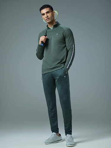 Image of TECHNOSPORT Men's Slim Fit Mock Neck SOID Sports Sweatshirt with Elasto Plus