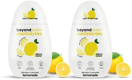 Beyond Water Lemonade Electrolytes Water Drops - Pack of 2 with 20 Servings each | Instant Immunity Boosting Drink Mix, Hydration drink, Minerals, Low in sugar, Flavoured Water