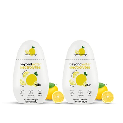 Beyond Water Lemonade Electrolytes Water Drops - Pack of 2 with 20 Servings each | Instant Immunity Boosting Drink Mix, Hydration drink, Minerals, Low in sugar, Flavoured Water