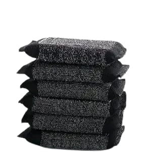 Image of Black Scrubbing Sponge Pads for Kitchen Cleaning, Pack of 6