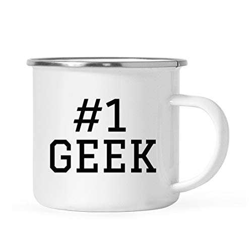 Andaz Press Stainless Steel Campfire Coffee Mug Thank You Gift, Number 1 Geek, 1-Pack, Birthday Gift Ideas Coworker Him Her, Includes Gift Box