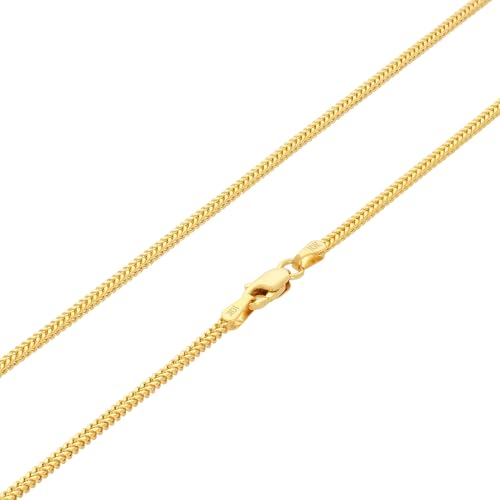 Nuragold 10k Real Yellow Gold Franco Square 1.5mm Box Chain Wheat Chain Necklace (16