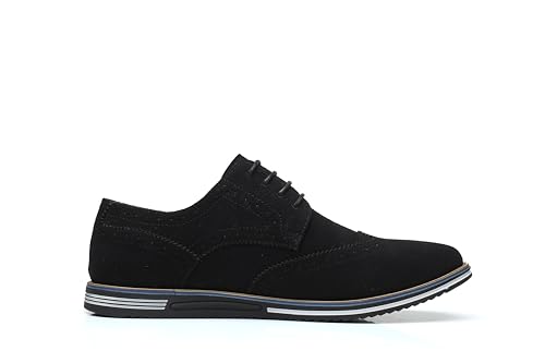 Men's Suede Oxford Dress Shoes, Navy Blue, Brogue Wingtip Design, Casual Business2