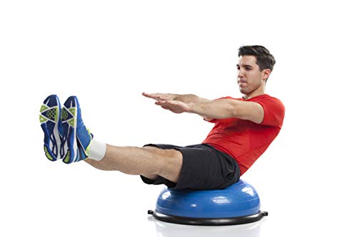 Balançoire Half Exercise Balance Ball, Stability Trainer Balance Board With Resistance Bands, Half Yoga Ball Strength Training Fitness Equipment For Full Body Workout + Pump And Aerobics Chart, Blue #TOP6
