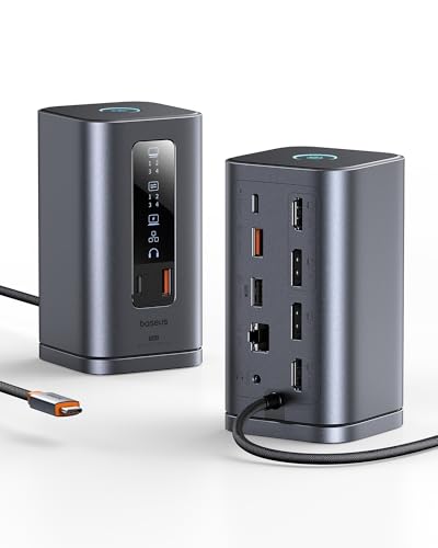 Baseus Docking Station, Spacemate(Win) 11 in 1, Triple Display, 4K HDMI and DP, 10Gbps USB A/C Ports, Gigabit Ethernet, 100W PD, Audio, Laptop Docking Station for Windows/Dell/HP/Lenovo/Asus...