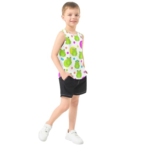 J JOYSAY Frog Polka Dot Colorful Boys Tank Top Sleeveless Muscle Shirts Quick Dry Kids T-Shirts 3-15T4