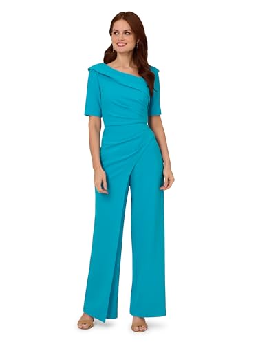 Image of Adrianna Papell Womens Knit Crepe Jumpsuit, Bel Air Blue, 10