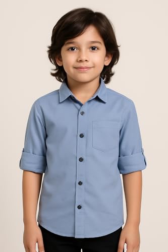 Image of Boys Kids Lavender Cotton Shirt, Long Roll-Up Sleeves, Party, Age 2-4 Years