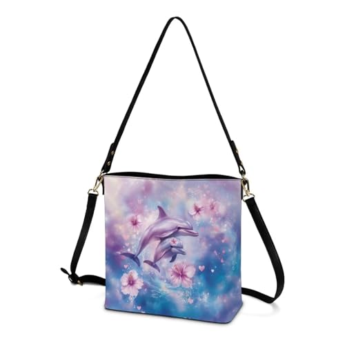 Image of HUGS IDEA Boho Bags for Women Leather Handbag Shoulder Bucket Crossbody Purse