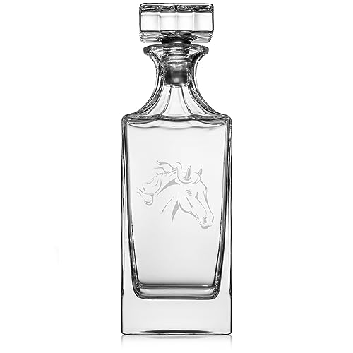 30 oz Glass Whiskey Decanter with Glass Stopper Gift Horse Head