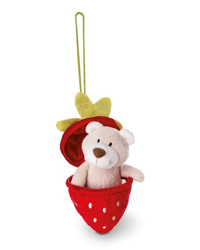 NICI Kuscheltier Bär Bendix 13cm I Plüschtier Bär in Einer Plüsch-Erdbeere als Kuscheltier Anhänger Green I Für Schmusetierliebhaber I Stofftier – 49435