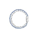 Breil, Collezione Magnetica System, Bracciale Donna, Bracciale con Doppia Catena in Acciaio e Cristalli, Chiusura Magnetica, Lunghezza 17 cm, Idea Regalo Donna