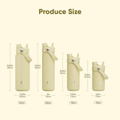 Image of ENCOOL Insulated Water Bottle with Straw Stainless Steel Water Bottle, Leak-Proof, BPA-Free, Double Wall Vacuum Keeps Cold for 24 Hours for Sports, Travel, School (26 oz, Light Vanilla)