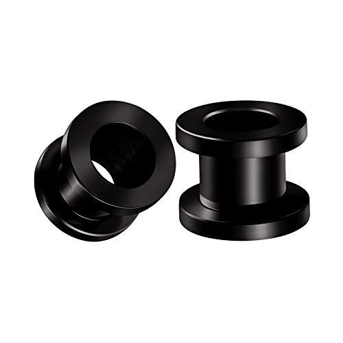 Pair of 316L Surgical Steel Black Anodized Screw-fit Piercing Jewelry Ear Stretching Lobe Plugs flesh Tunnel Earring