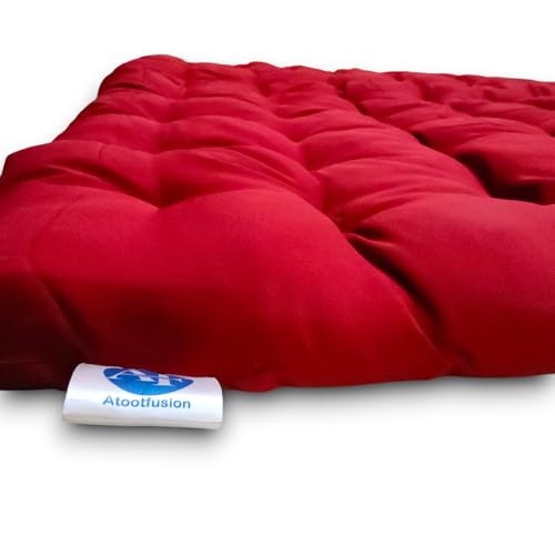 Image of ATOOTFUSION Soft Cotton Quilt | Foldable Mattress for Floor Light Weight Filled Single Firm Cotton Quilt Mattress Gadda (1 Sleeping Capacity, 3 x 6 ft or 72 x 36 Inches) (Maroon)