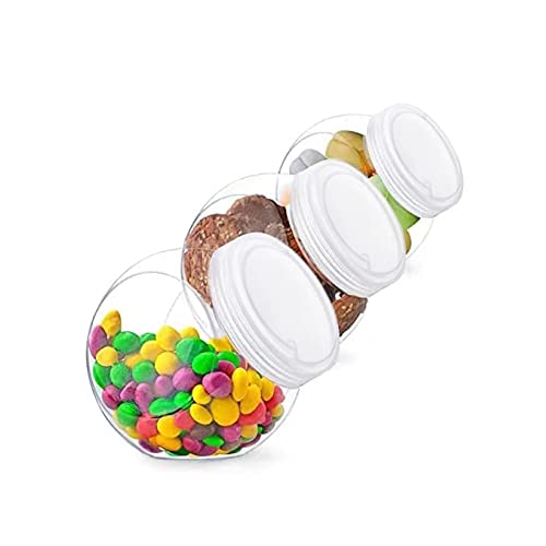 AnyCar Lot de 3 bocaux de rangement en plastique avec couvercles pour comptoir de cuisine, bocaux à bonbons pour buffet de fête, bocaux de cuisine, 1,2 l (3 pots à bonbons)