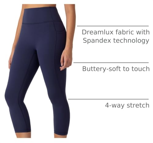 Image of Colorfulkoala Dreamlux No Front Seam Capri Leggings with Pockets for Women - High Waisted 21 inch Buttery Soft Yoga Pants
