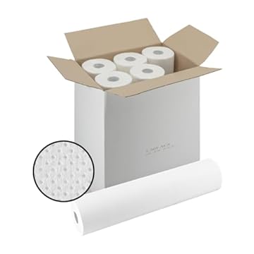 IMBALLAGGI 2000 - Rotolo Carta Lettino Massaggio, 1 Scatola x 6 Pezzi, 0.6x55 Metri, in 100% Cellulosa, Morbidi e Assorbenti, Lenzuolino Medico Igienico Monouso