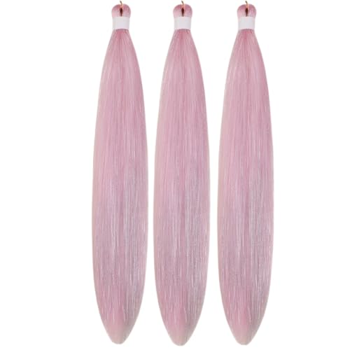 Light Pink Kids Tinsel Braiding Hair Pre stretched for Glitter Braids