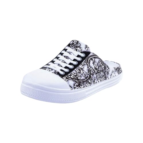 Generisch Zapatos planos para mujer y mujer, sandalias de verano, zapatos de playa, pantuflas con estampado de mariposas, zapatillas de correr para mujer, 24, Negro , 41 EU