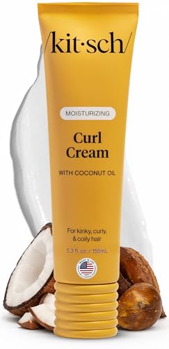 Kitsch Moisturizing Curl Cream for Curly Hair – Lightweight Curly Hair Products for Men & Women | Defines Curls, Controls Frizz & Boosts Shine | Hydrating Curling Cream - 5.3 oz