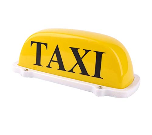 Taxi Sign Cab Lights Magnetic Car Roof Taxi Top Sign Indicator Lights Lamp Topper Car Light 12V Car Top Light waterproof & Cigarette Lighter Power Cords (Yellow, S：270 x 100 x 100mm)