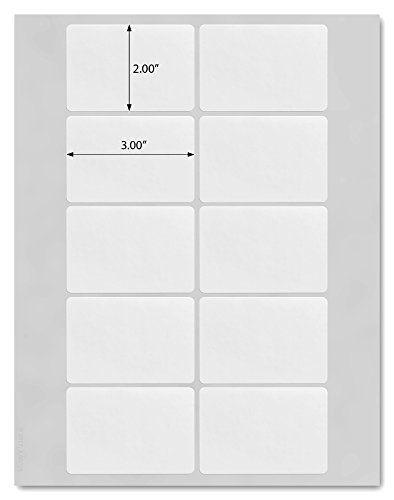 Waterproof White Matte 3" X 2" Rounded Corner Rectangle Labels For Laser Printers With Downloadable Template And Printing Instructions, 5 Sheets, 50 Labels (R32) #TOP6
