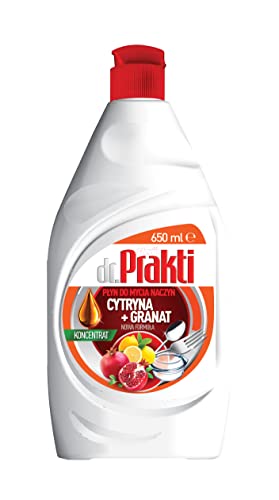 dr.Prakti Liquide Vaisselle Mains Citron + Grenade, n'irrite pas la peau, concentré et efficace, 650 ml