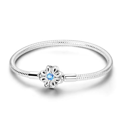 Heart Clasp Rose Snake Charm Bracelets for Women Sterling Silver, Travel Charm Moments European Bracelet Filigree Chain Dreamcatcher Bead Jewelry Compatible with Pandora Charms