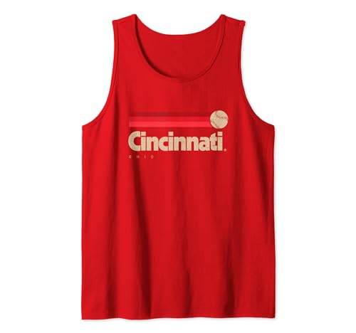 Red Cincinnati Baseball Softball City Ohio Retro Cincinnati Tank Top