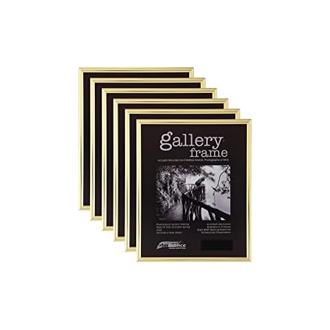 Ambiance Gallery Aluminum Frames Gold 11x14 - Professional Quality Aluminum Frames for Photos, Artists, Canvas, Artwork, & More! - 6 Pack Cover
