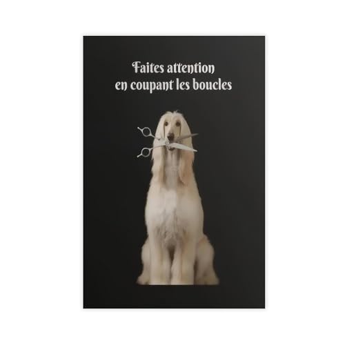 Toile de salle de bain chien amusant tenant des ciseaux chic
