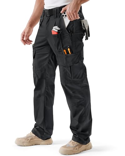 IGOLUMON Pantalon de Travail Homme Cargo Tactique - Pantalon de Sécurité Stretch avec 10 Poches - Tissu Anti-Déchirure & Taille Élastique pour Chantier,...