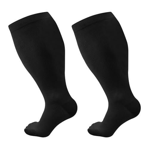 Bisienya Compression Sock Plus Size for Men and Women Wide Calf Compression Socks Flight Travel Running Sports Seniors Fitness Athletic 20-30 mmHg 1Pairs