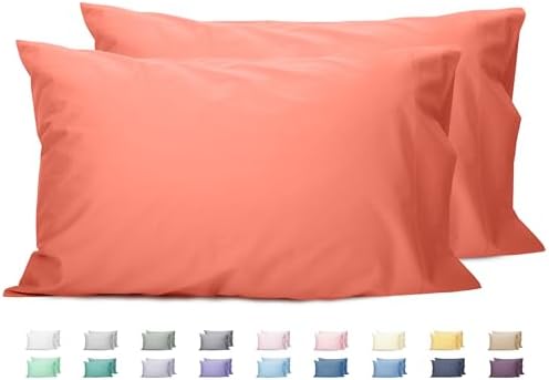 Sunflower King Pillowcases Set of 2, 100% Cotton King Size Pillow Cases 2, 20×40 inches Coral, Soft and Breathable