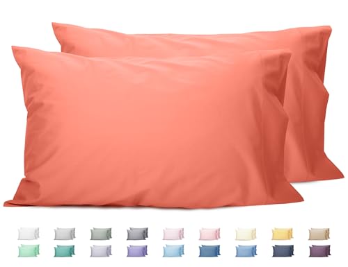 Sunflower King Pillowcases Set of 2, 100% Cotton King Size Pillow Cases 2, 20×40 inches Coral, Soft and Breathable