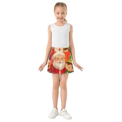 Dance Athletic Shorts for Girls Skorts Kids Tennis Skirts Teen Skirt Merry Christmas Red 4t3