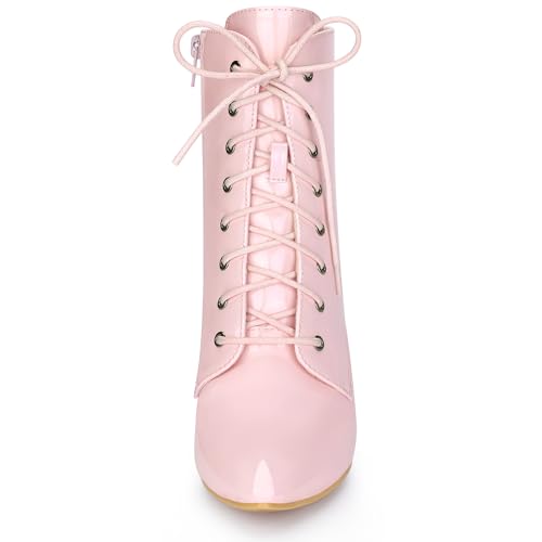 Allegra K Women's Lace Up Boots Pointed Toe Stiletto Heel Ankle Boots2