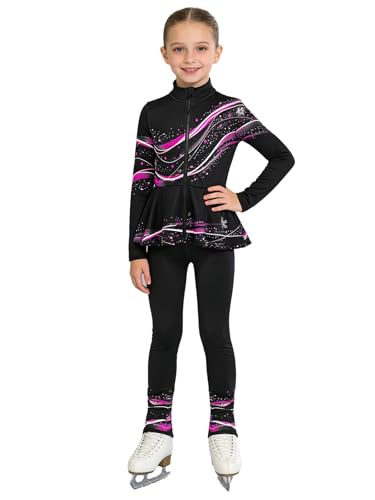 Tenue patinage artistique fille avec veste imprimée et pantalon collant polaire