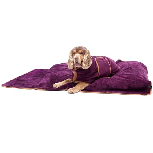 Lucky Paws® UK Luxuriously Thick 600gsm, 140x80cm Extra Large Dog Towel – Extremely Absorbent, Fast Drying, Ultra Soft (Plum, Pack of 1)