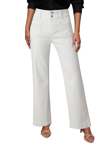 Sidefeel Women's White Jeans Spring Outfits Wide Leg Jeans Woman