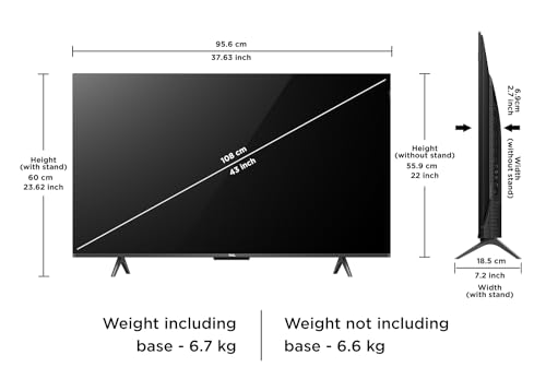 Image of TCL 108 cm (43 inches) 4K Ultra HD Smart QLED Google TV 43C655 (Black)