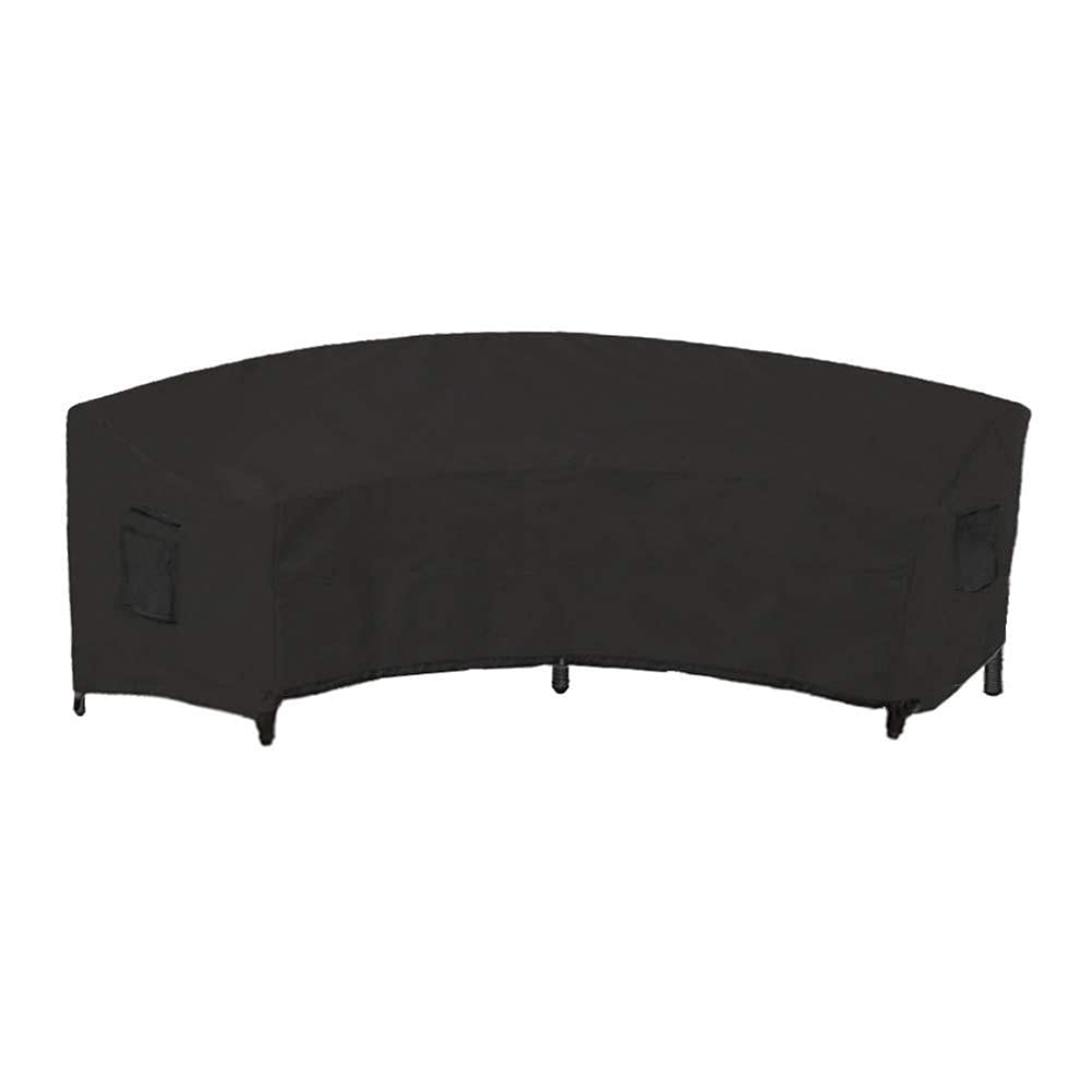 UCARE Curved Sofa Cover Outdoor Couch Sectional Protector Waterproof Half Moon Sofa Set Cover with Windproof Elastic Cord for Garden Lawn Indoor black (120x38.9x35.8in/305x99x91cm)