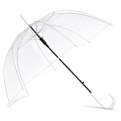 Image of Transparent Umbrella with J Handle | Wind Resistant Clear Rain Shield for Men & Women | Maximum Coverage Umbrella for Travel, Office, College & Daily Monsoon Use | Pack of 1