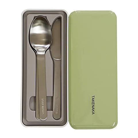 Stainless Cutlery Set from TAKENAKA Japan, Cutlery Set including Fork, Knife, and Spoons (Pale Olive) Cover
