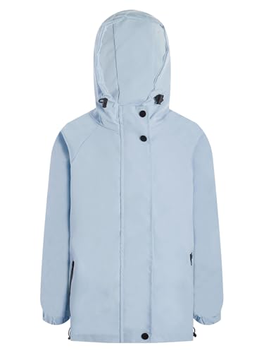 Hansber Kids Girls Boys Lightweight Hooded Jacket Long Sleeve Zipper Windbreaker Outerwear for Running Camping