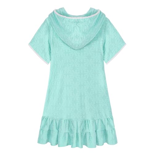 Weixinbuy Girls Swim Cover Up Kids Swimsuit Terry Zip Up Swimwear Hoodie Dress Wraps Beach Bathing Suit 3-13 Years3